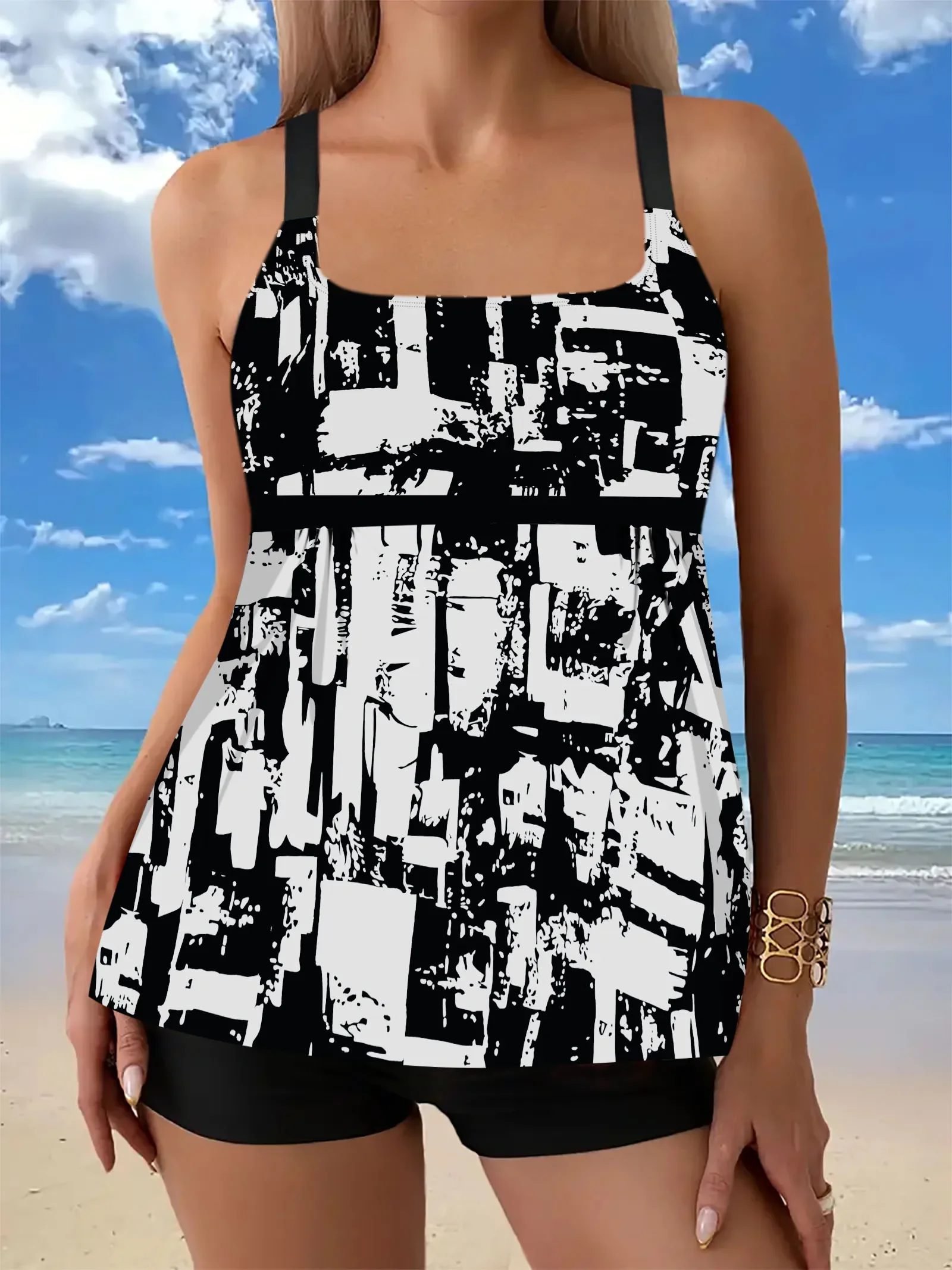 

Floral Pattern 2 Piece Set Tankini, Skirted Style with Boyshorts Swimsuits, Women's Swimwear & Clothing Summer Sexy Bikini