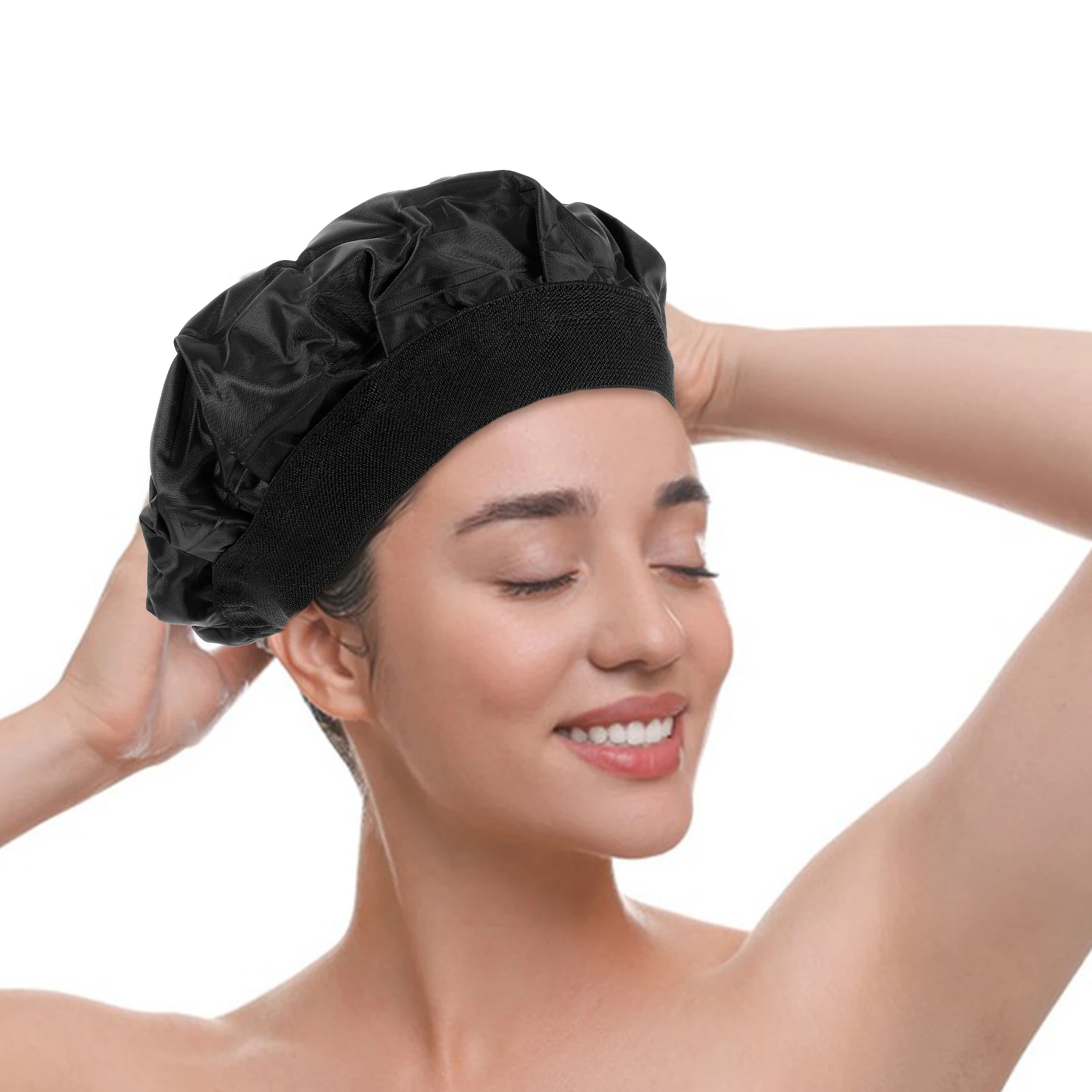 

Eco-friendly for Deep Conditioning Sauna Black Soft Cloth Hair Dye Mask Treatment Thermal Steam Hot Cold Two-in-