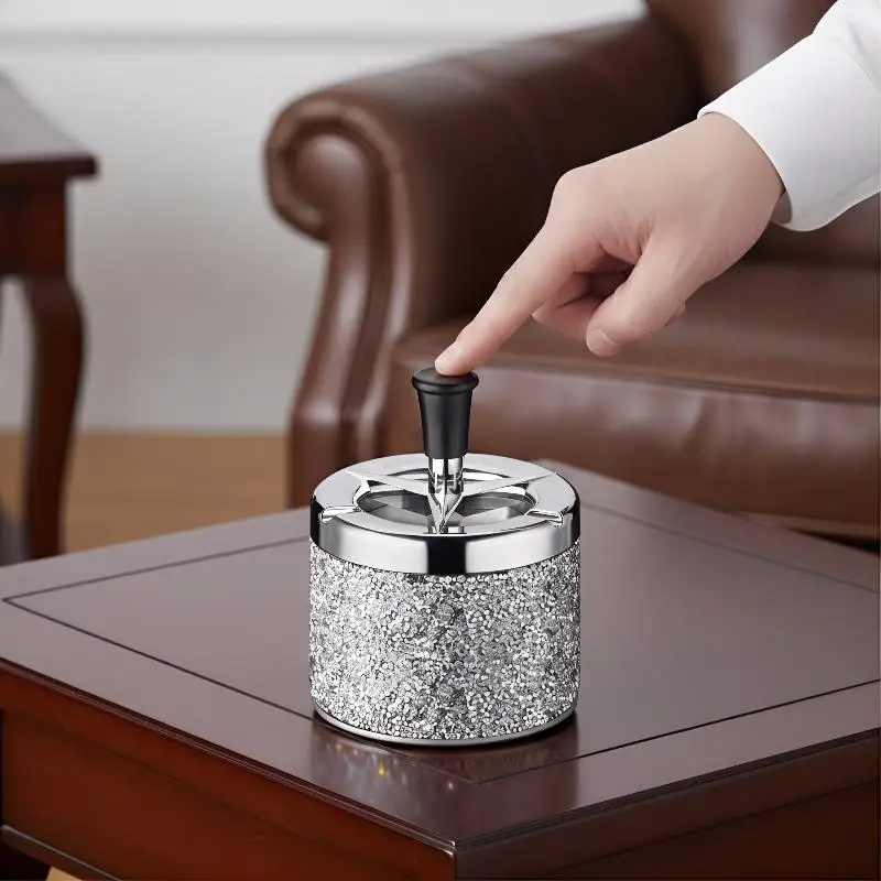 

Push Down Ashtray With Lid Spinning Ashtray Windproof Self-Cleaning Ashtray Car Ashtray For Home Office Car