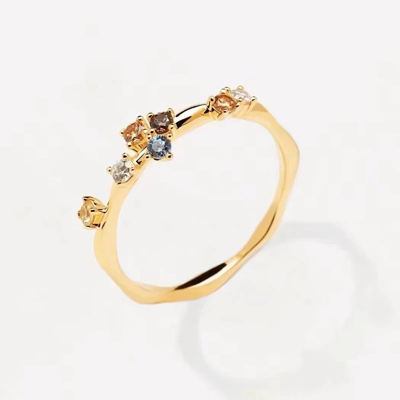 New 925 Sterling Silver Color Zircon Ring Simple Charm Personality Women Ring Birthday Party Gift for Friends Exquisite Jewelry