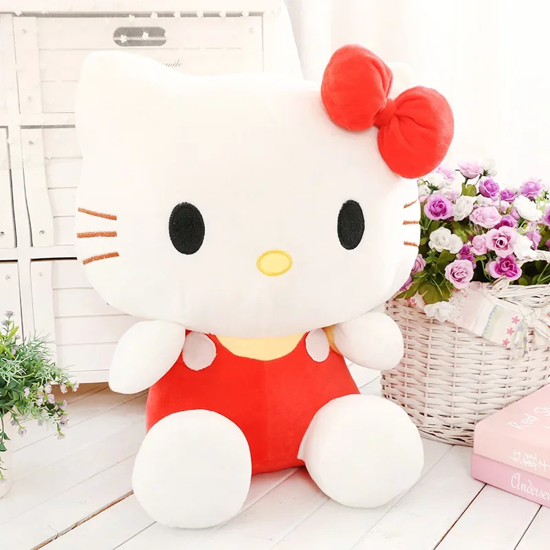 Ukuran besar indah Sanrio mewah Hello Kitty Peluche mewah Kawaii KT Plushies boneka Hello Kitty boneka hewan mainan Ragdoll hadiah Natal