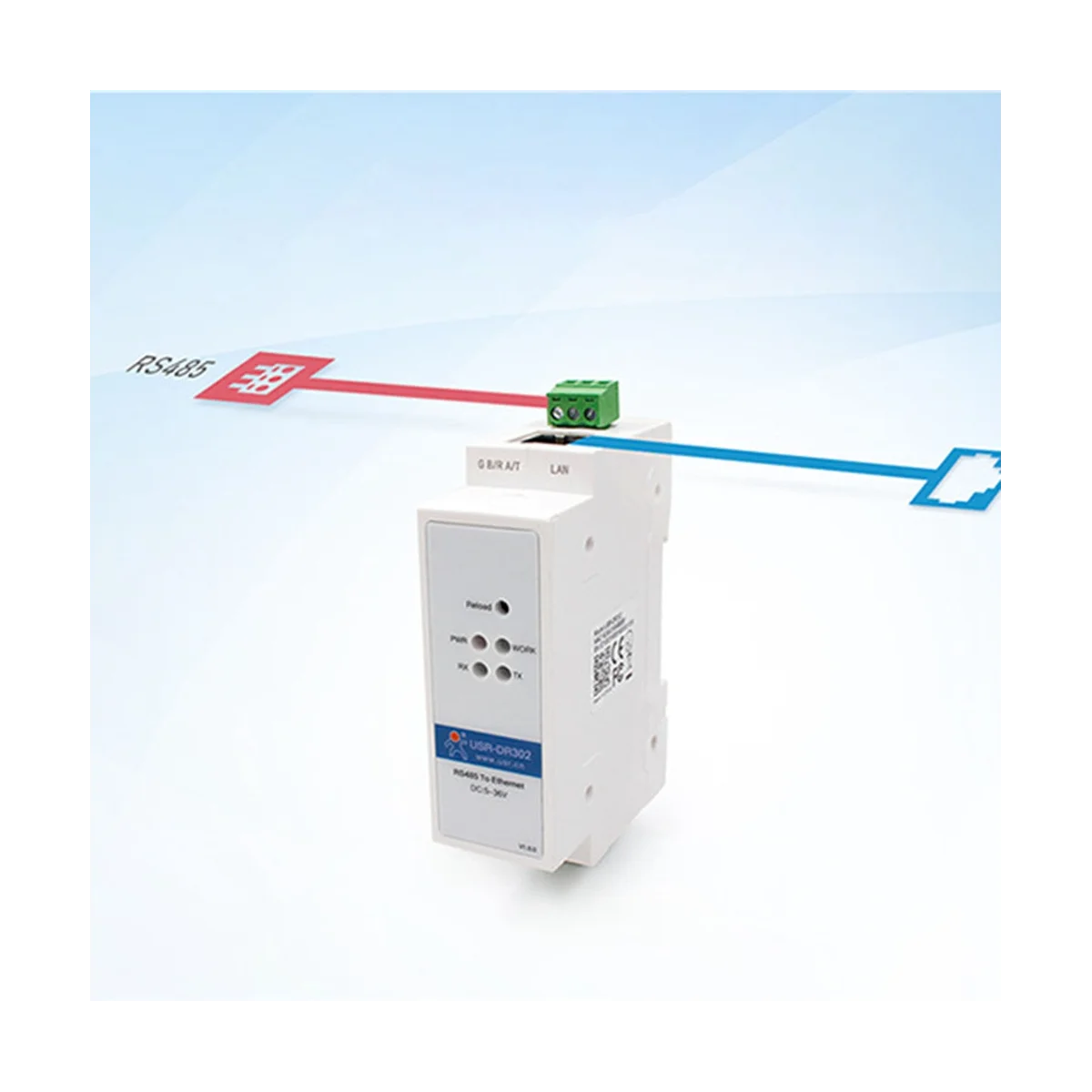 USR-DR302 Din Rail Serial RS485 to Ethernet TCP IP Server Module Ethernet Converter Modbus RTU to Modbus TCP Unit