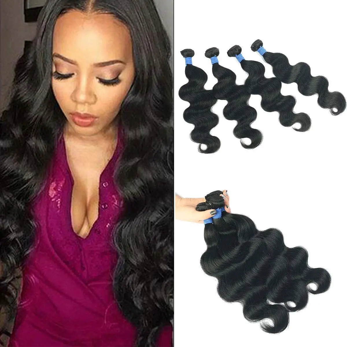 

1 3 4 Bundles 28 30 32 40 Inch Body Wave Brazilian Remy Unprocessed Raw Virgin Human Hair Wavy Double Bundles Weave Extensions