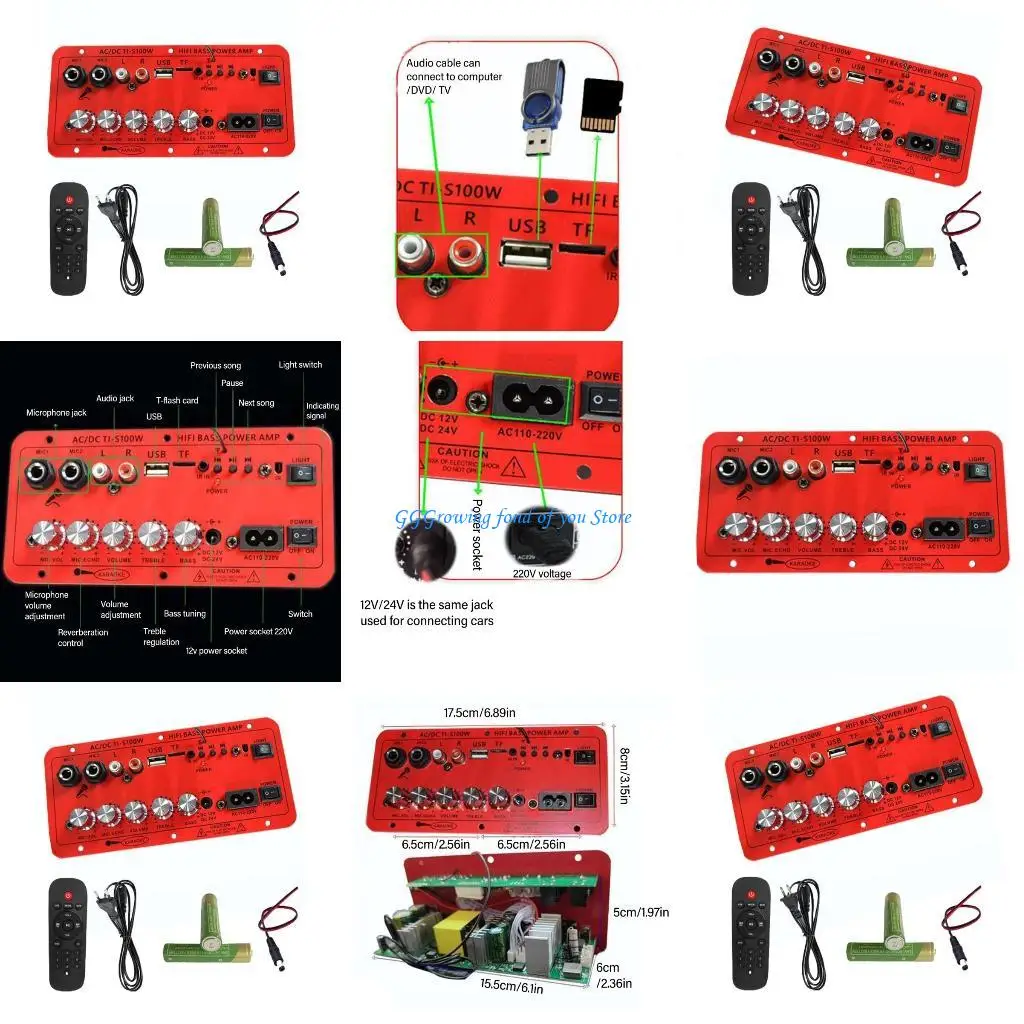 

H9EB Large Power 100W BLE5.0 Sound Amplifiers For Speakers Subwoofer