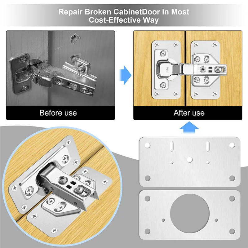 【Fast Delivery】12 PCS Hinge Repair Kit Cabinet Door Hinge Repair Plate Silver Hinge Fixing Plate For Kitchen Cupboard Door Locke