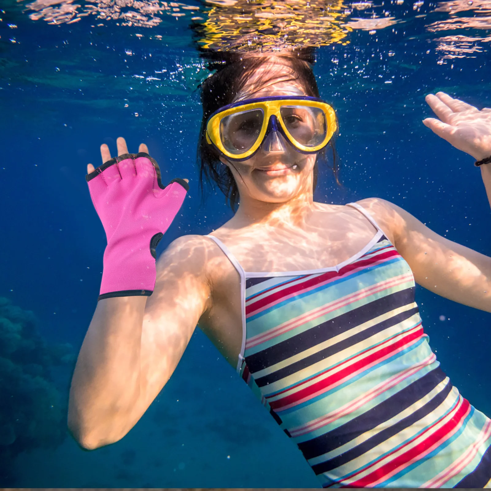 

1Pair Wear-Resist Swim Gloves Soft Breathable Sweat Absorbing Skin-Friendly Upper Body Workout Swimming Paddles for Hands