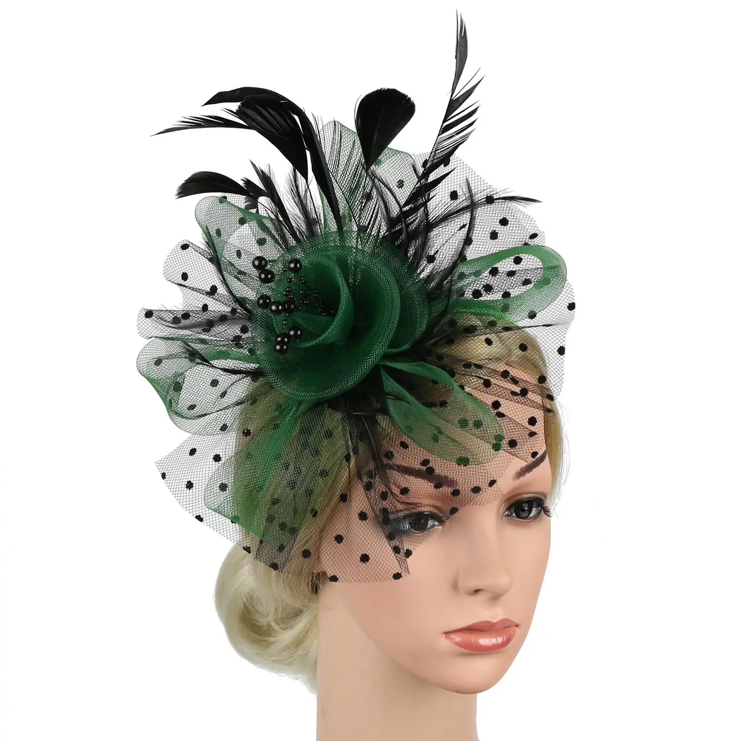 Hair Accessories Mesh Flower Hair Fascinators Wedding Feathers Hair Clip Fascinator Hat Tea Party Headband Alice Headband Clip view 4