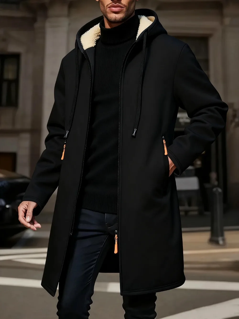 Winter männer Verdickte Hoodies Jacke Im Freien Warm Zipper Langarm Sweatshirts Strickjacke Streetwear Einfarbig Tops Mantel – Detail 13