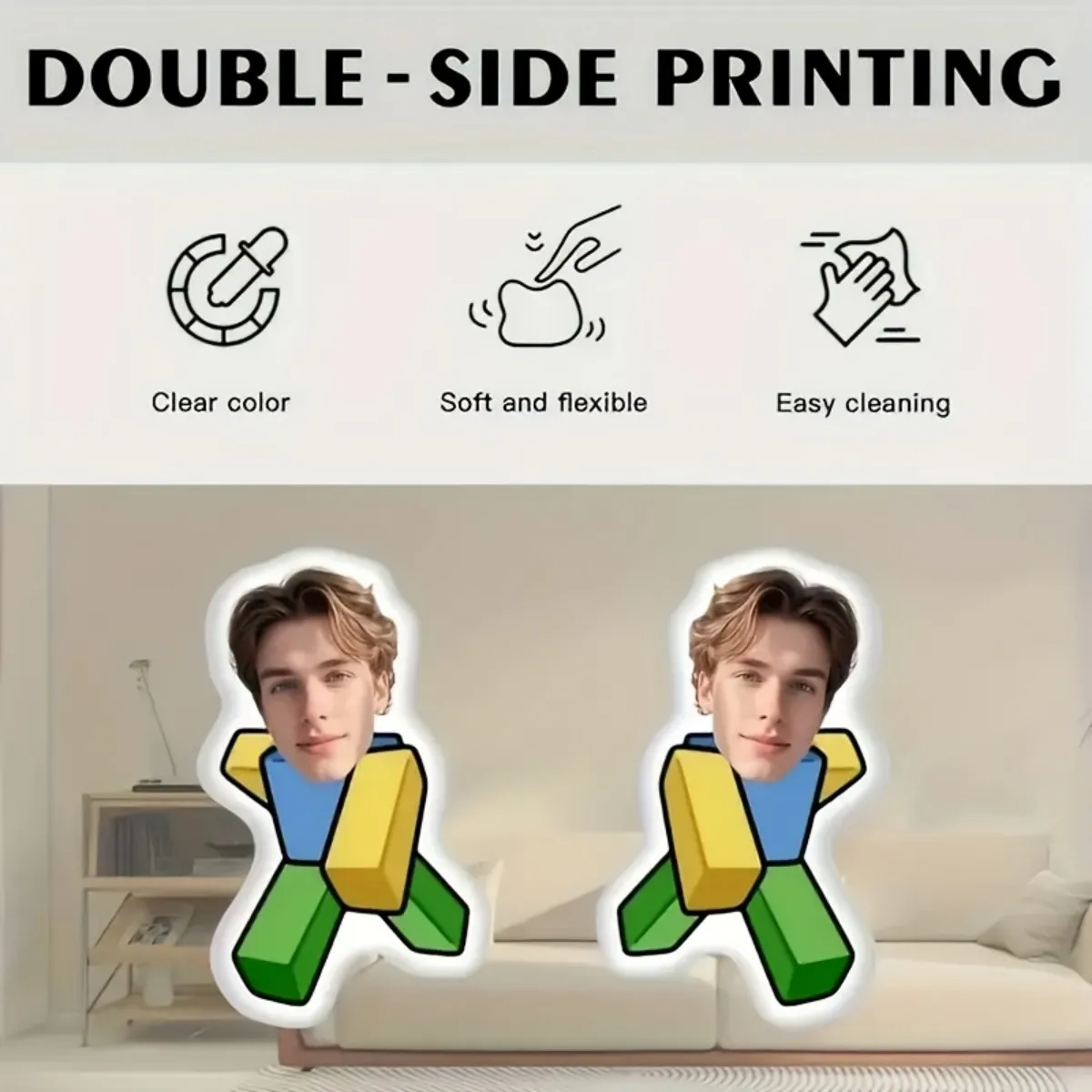 تخصيص بناء كتلة الوجه صورة الوسائد المنزلية، وسائد مطبوعة على الوجهين DIY، هدايا مضحكة