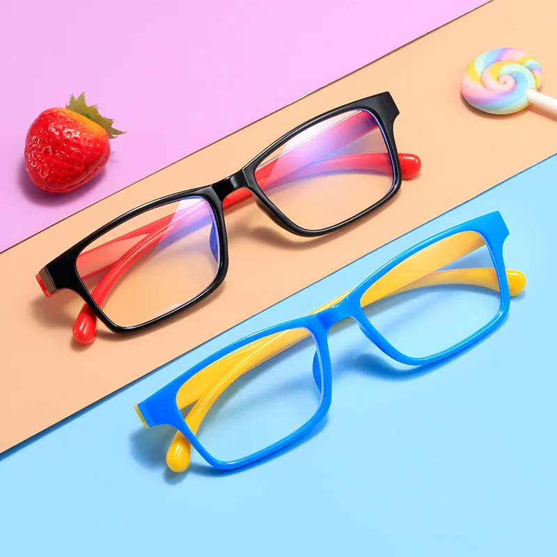 Trendy Children's Anti Blue Light Glasses Outdoor Black  Baby Silicone mirror legs Eyewear Girl Boy Eyeglasses