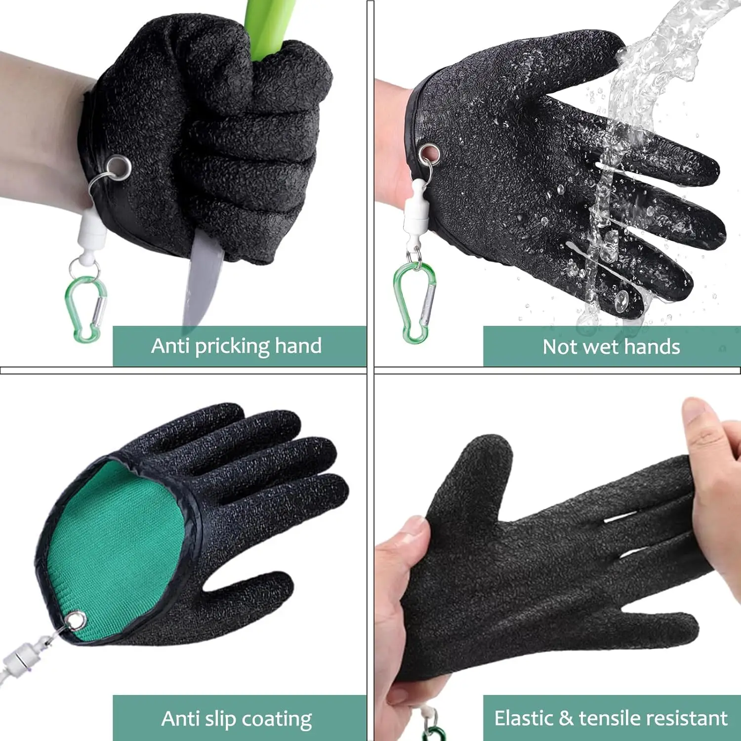 Angelhandschuhe mit Magnetverschluss, professionelle Fischhandschuhe zum Handhaben, Fangen, Reinigen, Angelzubehör für Fischer. – Detail 7