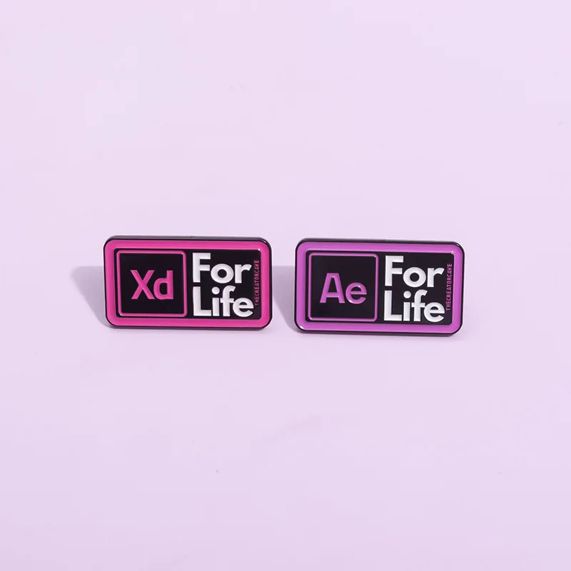 Post Production Software Enamel Pins Ae Xd For Life Graphic Video Design Brooches Lapel Badges Creator Jewelry Gift Wholesale