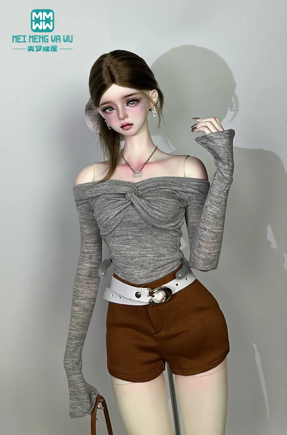 

Fits 43-60cm 1/3 1/4 BJD DD SD MSD Dolls Fashion Bell Sleeve Long Shirt Off-Shoulder T-Shirt