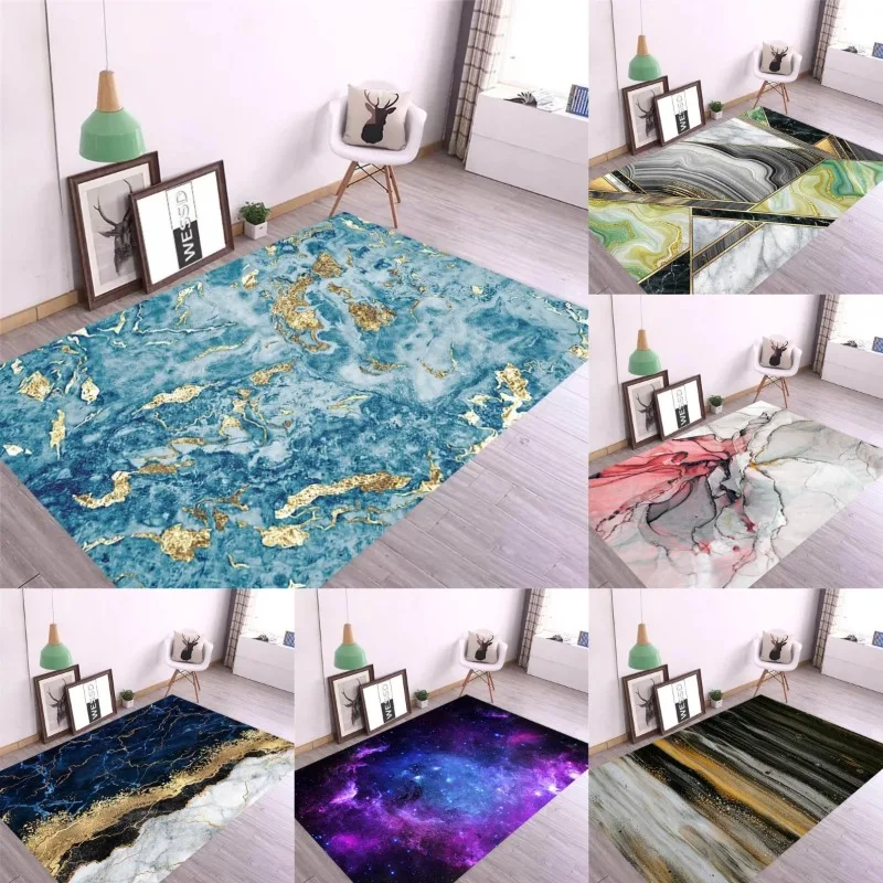 Gold Marble Rug Modern Non-Slip Floor Mat Luxury Marble Carpet for Living Room and Bedroom Stylish Rug Elegant Floor Mat