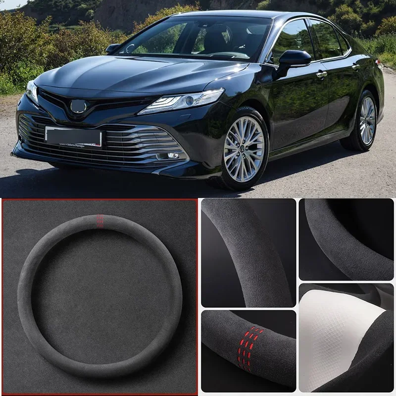 

Alcantara Anti-Slip Black Suede Leather Car Universal Steering Wheel Cover For Toyota Camry Car Accessories