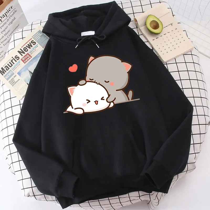 

Fashion Cat Printed Long Sleeve Sweatshirt Women's Hooded Autumn and Winter Fleece Hoodies/Sweater