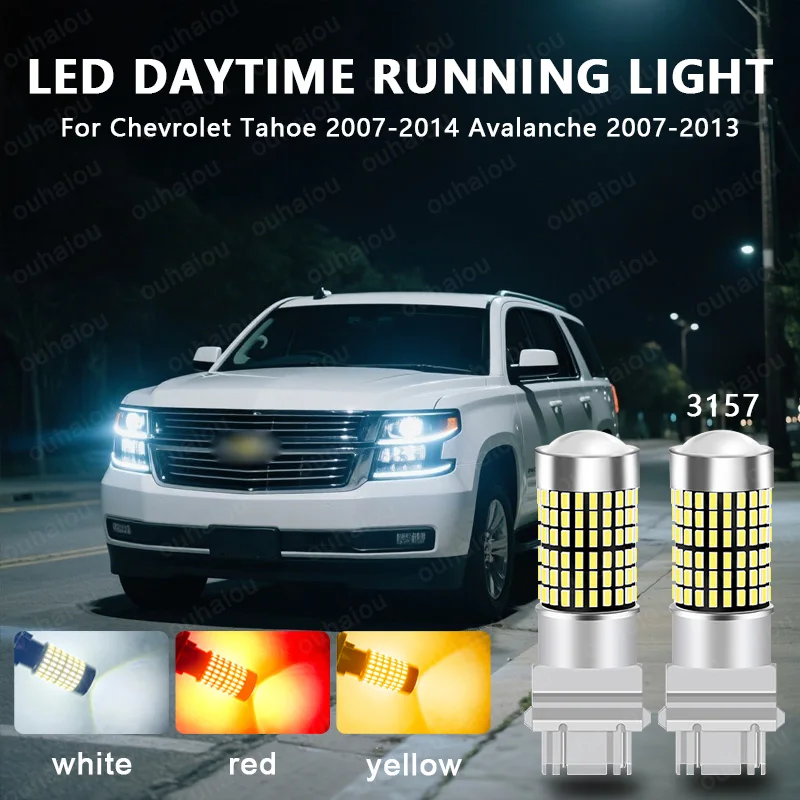 

2pcs LED Daytime Running Light DRL Bulb Lamp Canbus 3157 P27/7W T25 For Chevrolet Tahoe 2007-2014 Avalanche 2007-2013