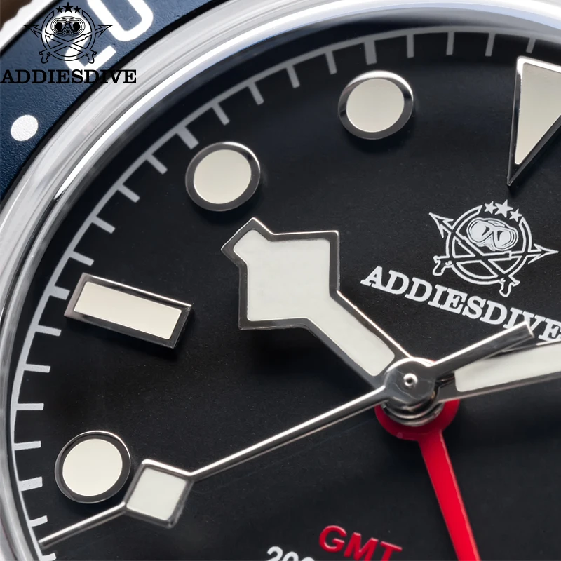 Addiesdive neue Uhren für Männer Datum 200m Tauchen super leuchtende gmt Quarzuhr Blase Spiegel Glas Armbanduhr ad2044 reloj hombre