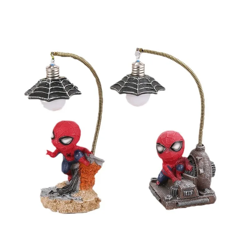 Hot Disney Spiderman Cartoon Peripheral Fashion Doll Super Hero Spider Man Night Light Toys Gift Charm Home Decorative Ornaments