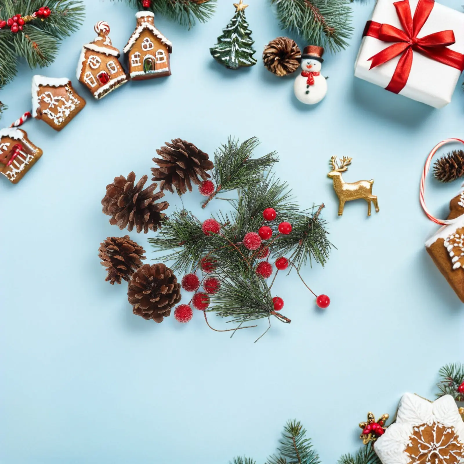 Christmas Decoration Combination Party Ornament Artificial Pine Cone Picks Berry Branch Branches Needles Vase Filler
