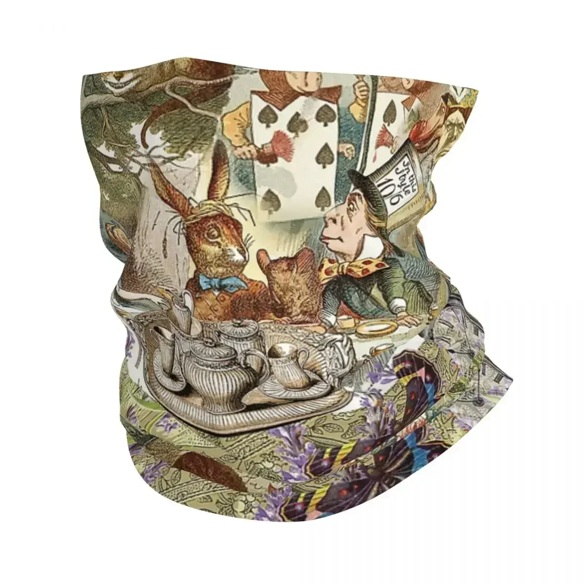 Alice In Wonderland Tea Party Bandana Neck Gaiter Printed Wrap Scarf Multifunction Balaclava Cycling Unisex Adult All Season