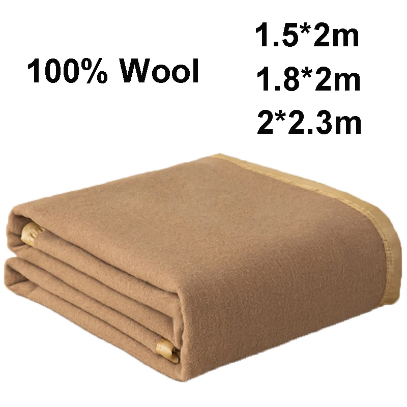 100% Wool Blankets 1.5*2/1.8*2/2*2.3m Fleece Blanket Sleeping Warm Comforter Blankets For Winter Adult Children Bedding Camping