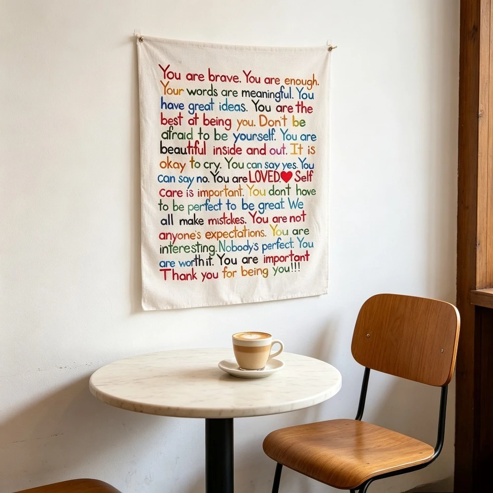 40x60cm Positive Affirmations Tapestry, Inspirational Quote Wall Hanging for Bedroom Living Room, Self Love Gift Mini Wall Decor