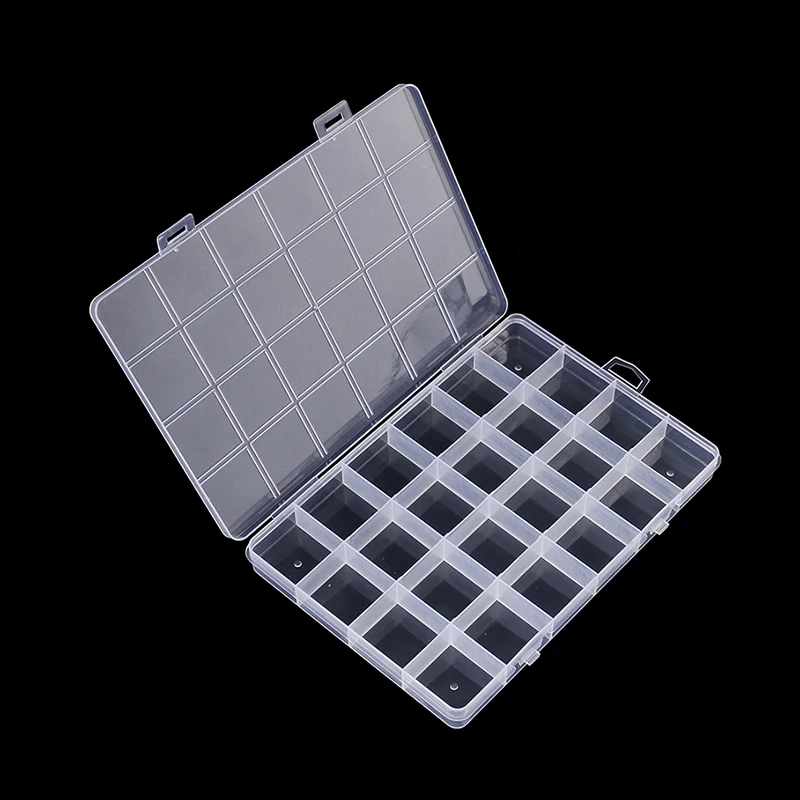 Practical 24 Grids Compartment Plastic Storage Box Jewelry Earring Bead Screw Holder Case Display Organizer Container