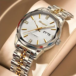 Classic fully automatic mechanical watch, luminous waterproof dual calendar watch, business trend men's watch