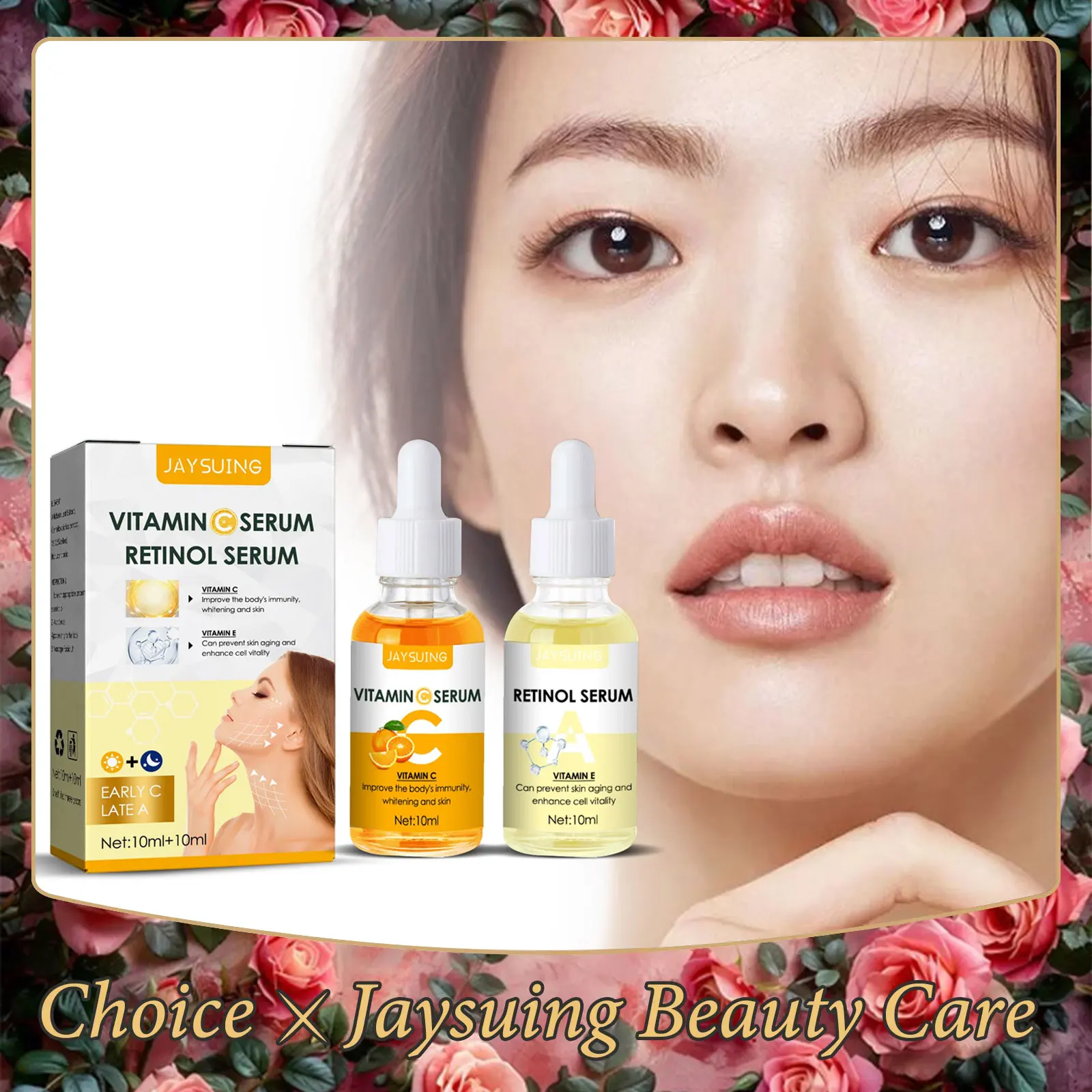 Vitamin C Retinol Facial serum Day Night Care Anti-Aging Wrinkle Removal Shrink Pores Brighten Skin Tone Face Moisturize Essence