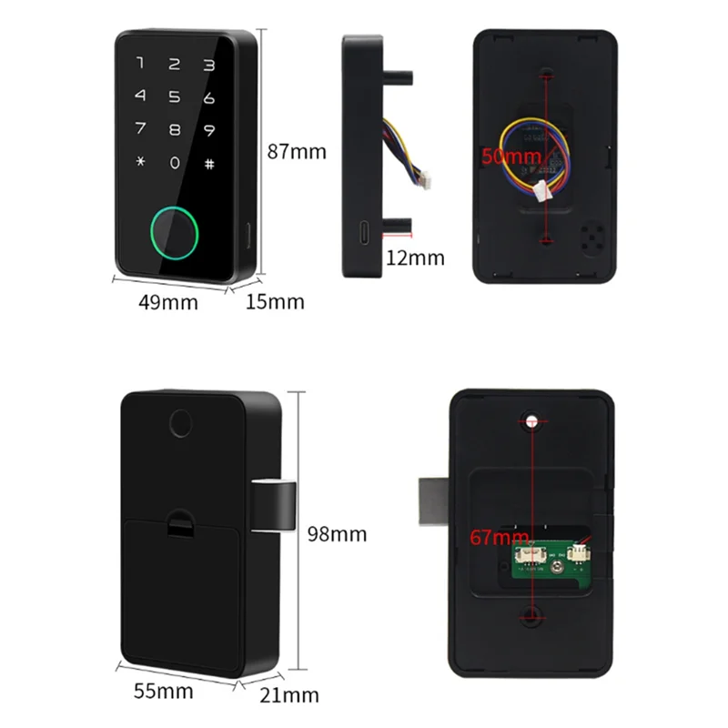 ABZW Sensor Induction Smart Electronic Cabinet Lock Via Tuya App For Hole-Free For FURNITURE Sauna Cupboard Locker