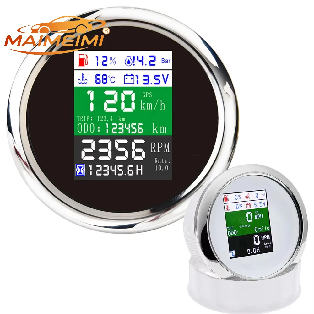 % 85MM Digital Car Speedometer 6 In 1 Multifunctional RPM Fuel Level Water Temp With Alarm GPS Speed Meter For Car Motorcycle