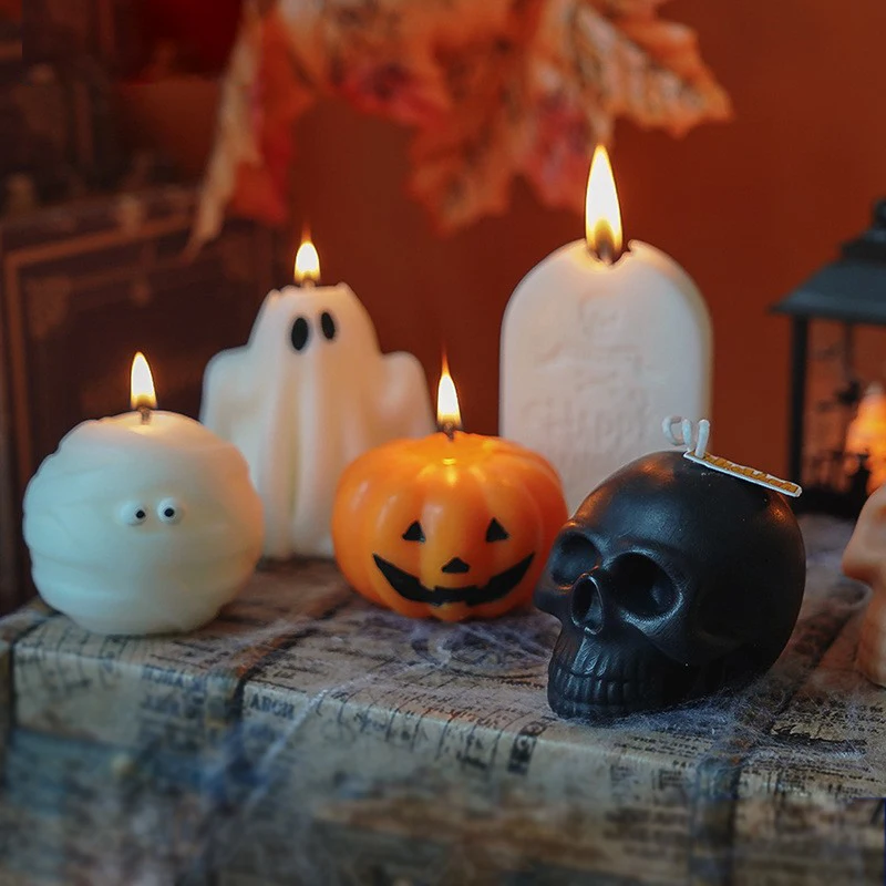 Hand gefertigte Halloween Ghost Duft kerze Single Docht Glas Design niedlichen Styling Atmosphäre Kerzenlicht Aroma therapie Kerze Requisiten