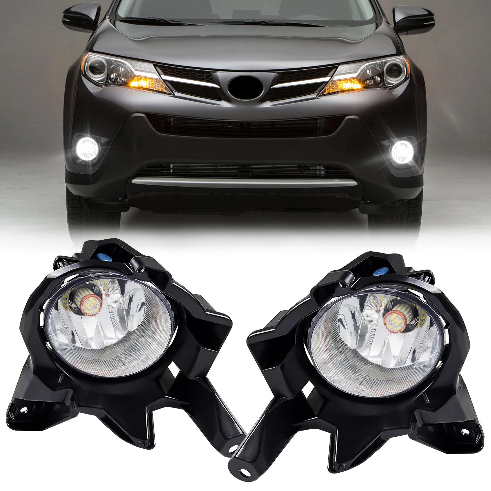 

Car Fog Lamp Assembly For Toyota RAV4 2013 2014 2015 White LED Bulb With Covers Switch Wire Headlight Waterproof Accessories 12V