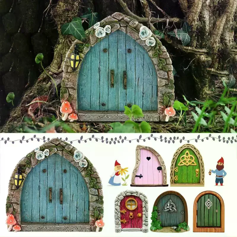 

Elf Fairy Door Miniature Garden House Decor Tree Doors Miniature Yard Art Wooden Sculptures Mini Home Garden Doors Ornaments