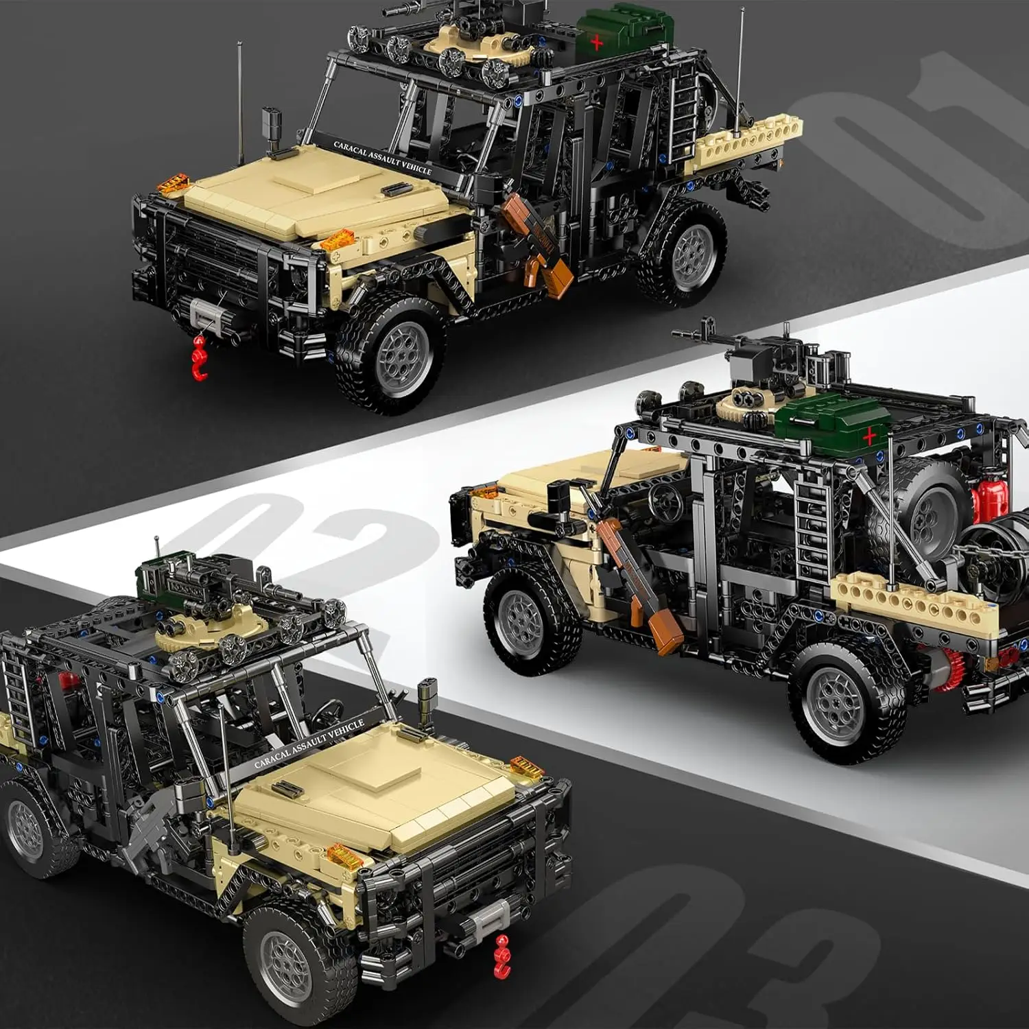 モールドキング 20041 1577ピース 軍用オフロード車 組み立てキット、デュアルAPP/リモコンモデル 大人コレクター向け、ギフトに最適