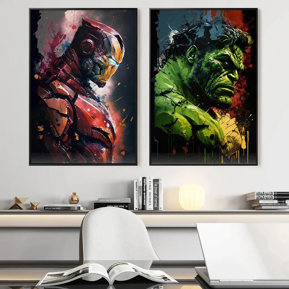 

Disney Iron Man Hulk Watercolor Graffiti Painting Modern Wall Art Canvas Poster Abstract Pictures Prints Room Home Decor Cuadros