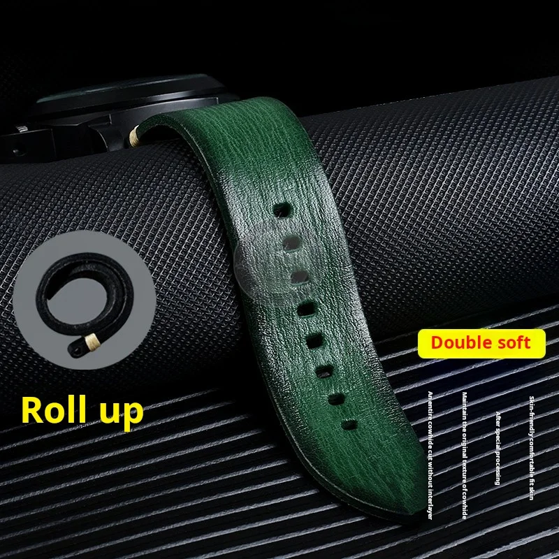 คุณภาพสูง Retro หนังสายนาฬิกาสําหรับ Mido ใหม่ Helmsman M049.526 ทีวี M049 ผู้ชาย Dermis Watchband 20 22 24 มม.สีดําสีเขียวสีฟ้า