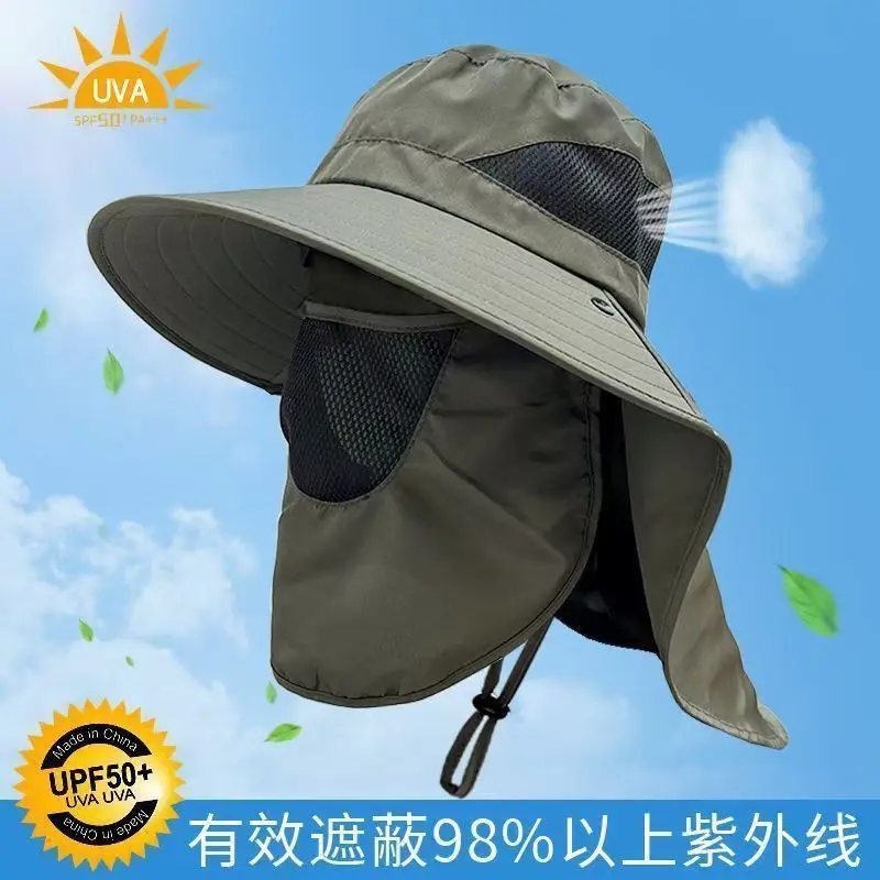 Summer Sun Hat Fishing Outdoor Mountaineering Hat Men's Face Cover Neck Brim New Sunscreen Sun Hat - Image 4