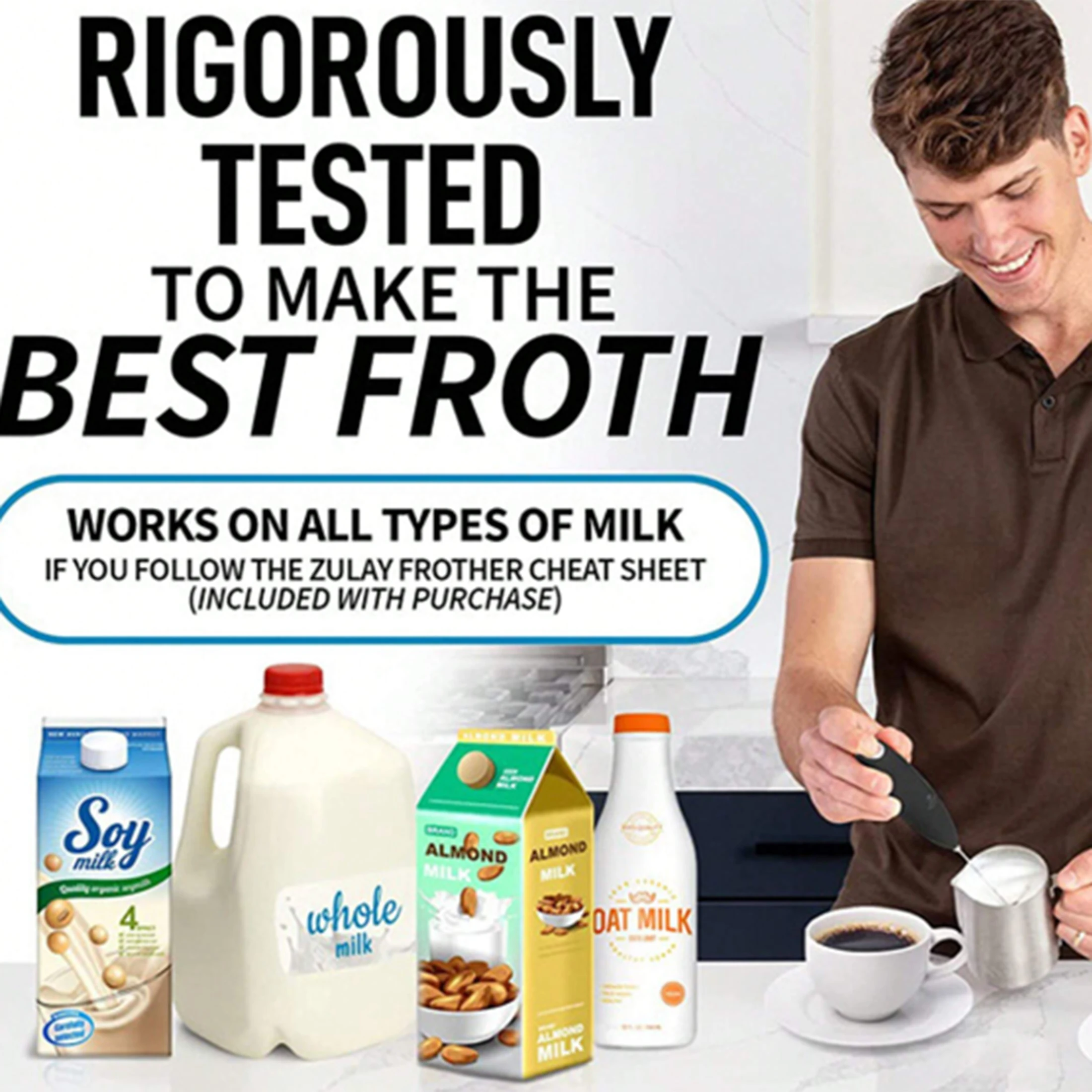 ماكينة تحضير الحليب الكهربائية متعددة الوظائف |   تحريك القهوة + مضرب كريمي مزدوج التكيف لخبز القهوة #5