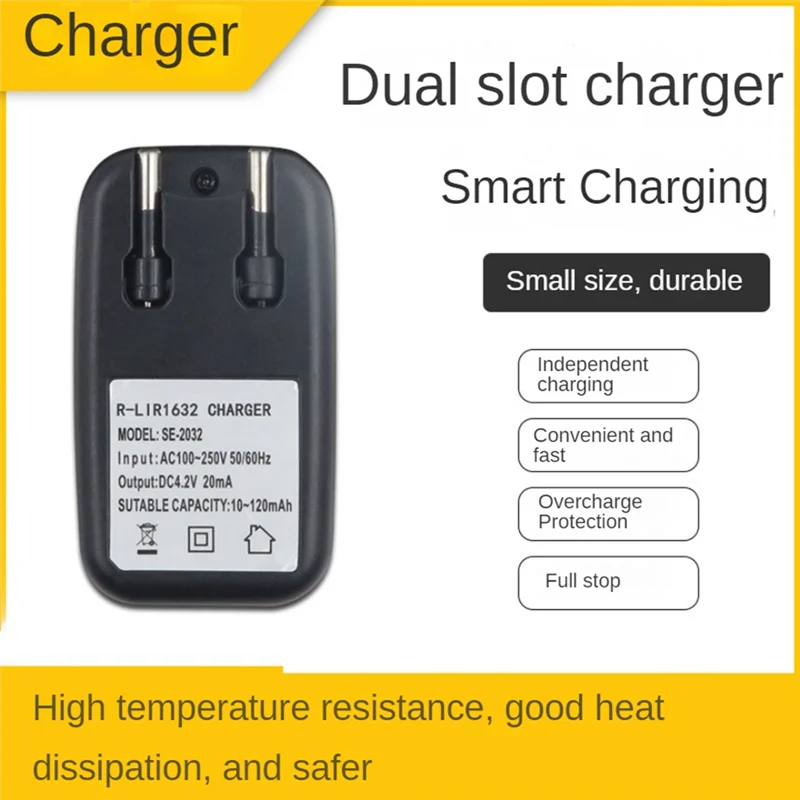 HFES 4,2 V Lir1632 cargador de batería para Lir1632 Lir2025 Lir2032 pila de botón enchufe de la UE
