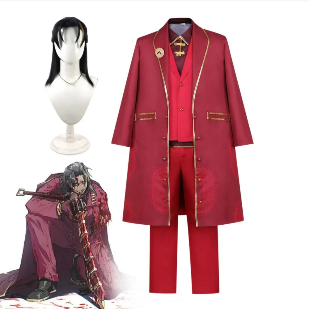 

Limbus Company Lei Heng Cosplay Costume Set Game-Same Red Suit with Wig for Halloween Stage Performance Anime Convention Costume