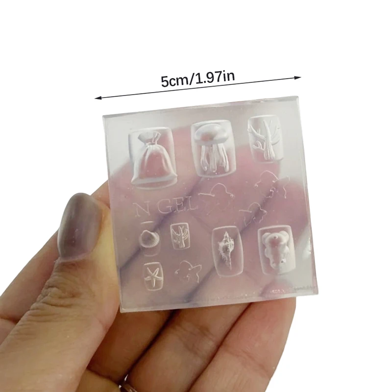 1 Uds. Concha de mar estrella de mar pez dorado medusas pez molde de silicona 3D para uñas medusas de mar de verano DIY molde de silicona para decoración de uñas