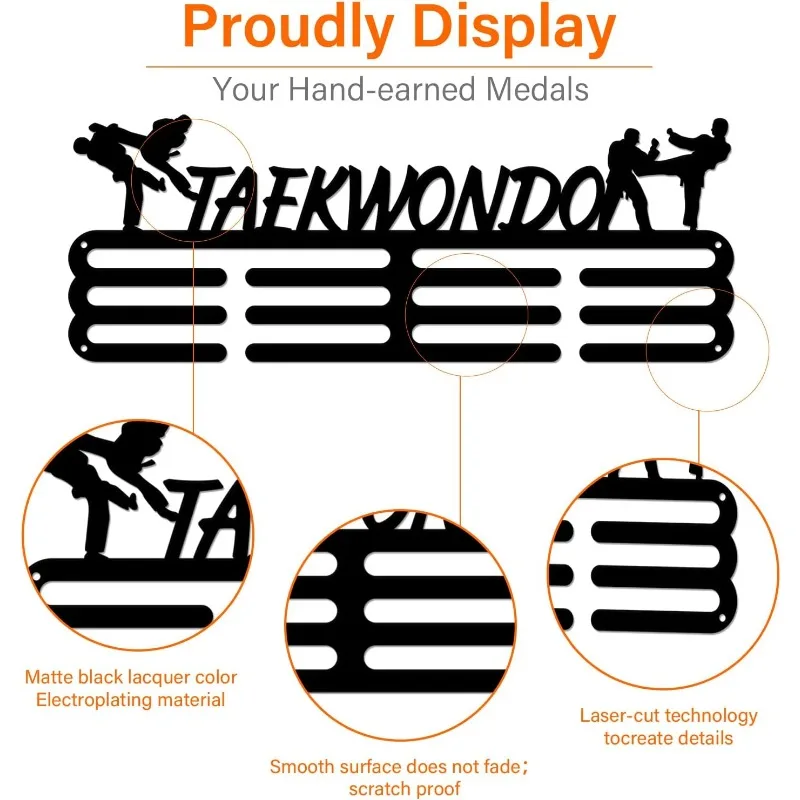 1 szt. Wieszak na medale Taekwondo uchwyt ekspozycyjny sportowy żelazny hak rama stojaka na ponad 60+ wyścigowy metalowy wieszak ścienny na medale