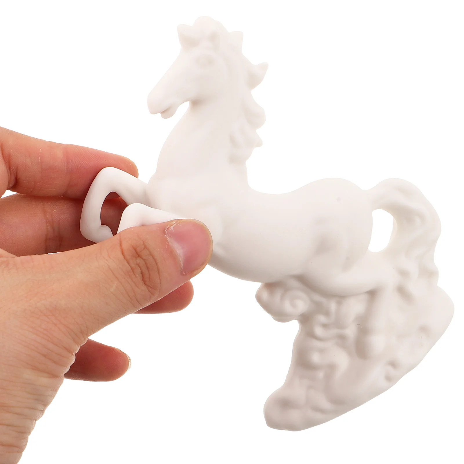 

Ceramic Horse Sculpture White Standing Running Horse for Desk Decor Home Office Fengshui Wealth Zodiac Animal