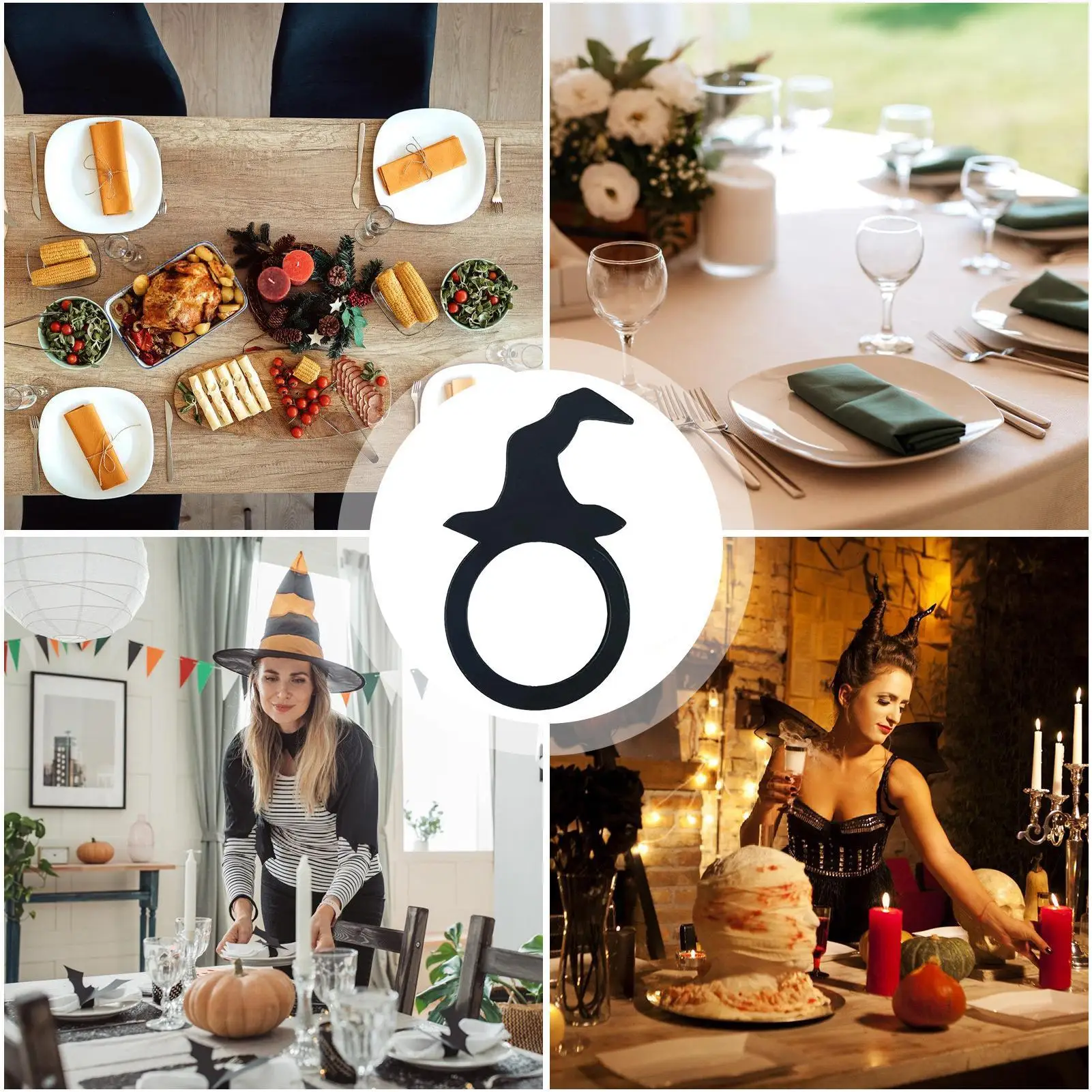 Halloween Napkin Ring Pumpkin Napkin Ring Acrylic Spooky Buckle Clips Decoration For Party Dinner Home Restaurant Kitchen