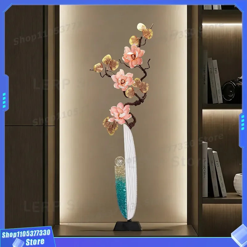 Luxury Modern Vertical Vase High End Floral Art Ornament For Living Room Niche Entrance Light Home Decoration Housewarming