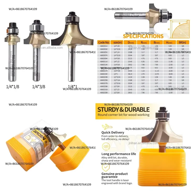 2026 Arden Corner Round Bit Cnc Wood Router Bits Strike Router Bit Bearingarden Corner Round 1/4 for Universal Woodworking