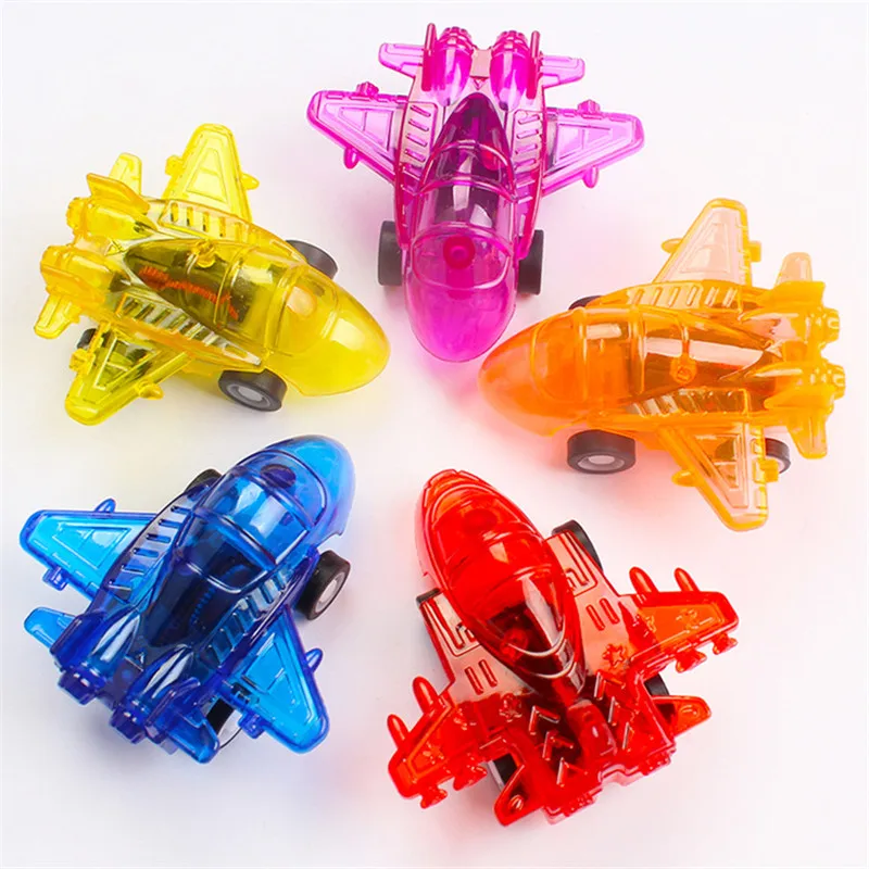 10PCS Candy Color Transparent Pull Back Airplane Model Kids Birthday Party Gifts Pinata Fillers  Boys Toys