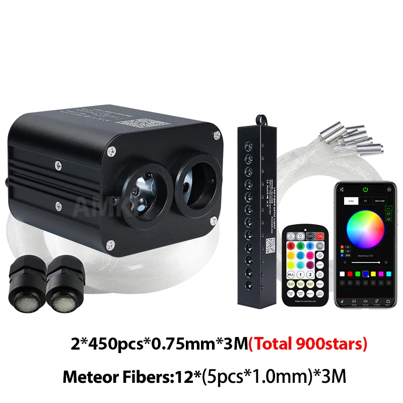 20W Twinkle Rgbw Meteor Starry Sky Auto Star Plafondlamp Fiber Optic Light App Control Led Ster Dak Interieur Atmosfeer Licht